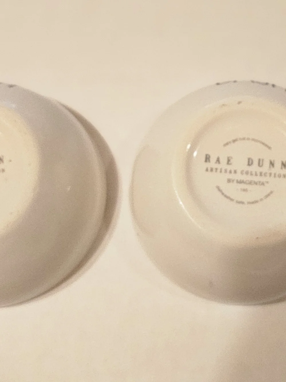 Rae Dunn White Ceramic Bowls with Black Lettering - Set of 2